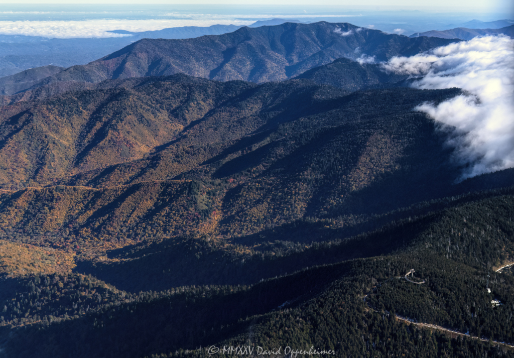 Kuwohi formally Clingmans Dome Observation Tower in the Great Smoky Mountains Aerial View