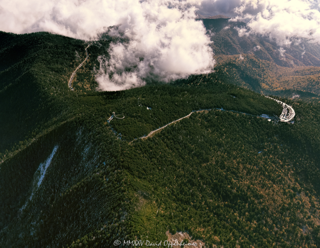 Kuwohi formally Clingmans Dome Observation Tower in the Great Smoky Mountains Aerial View