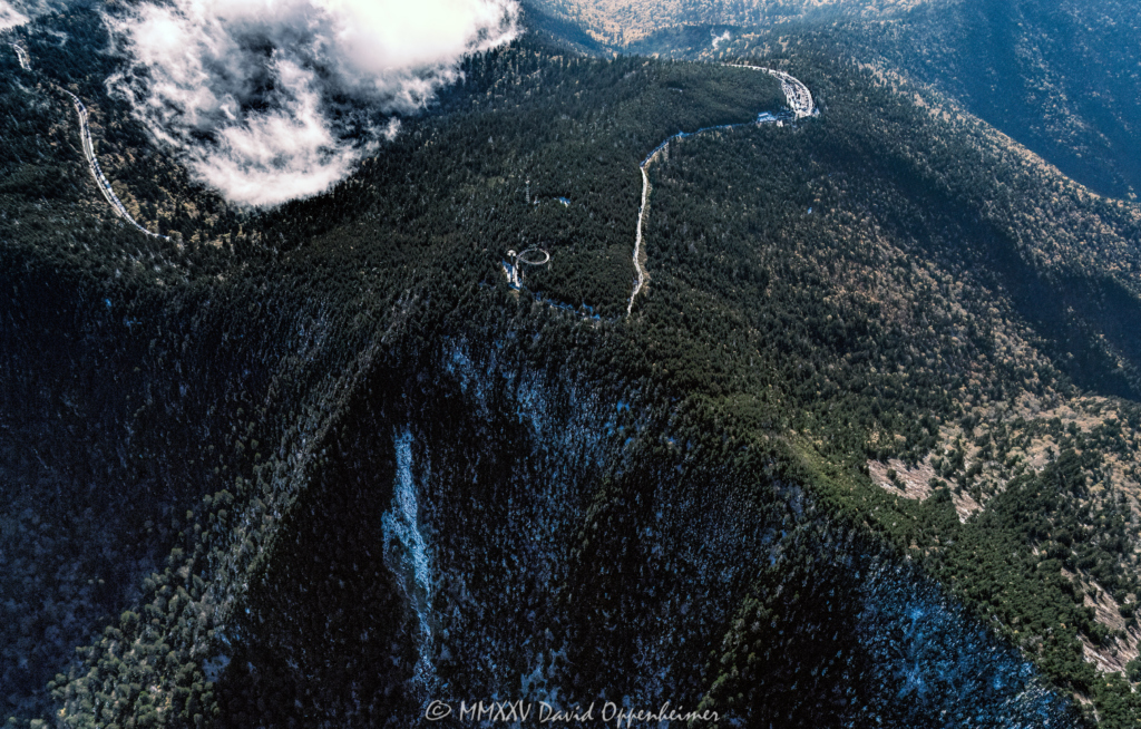 Kuwohi formally Clingmans Dome Observation Tower in the Great Smoky Mountains Aerial View