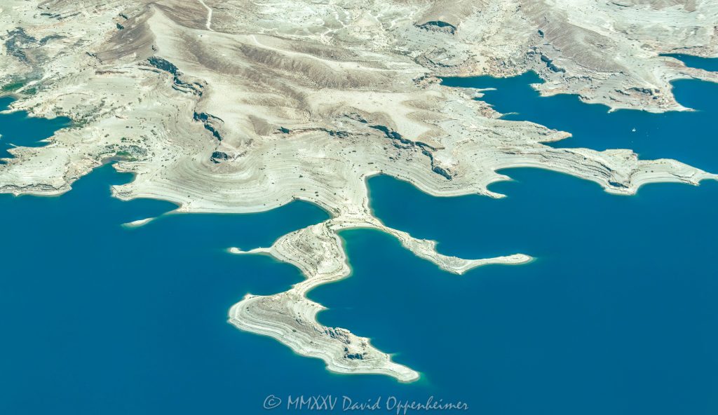 Lake Mead Shoreline and Battleship Rock in Lake Mead National Recreation Area Aerial View