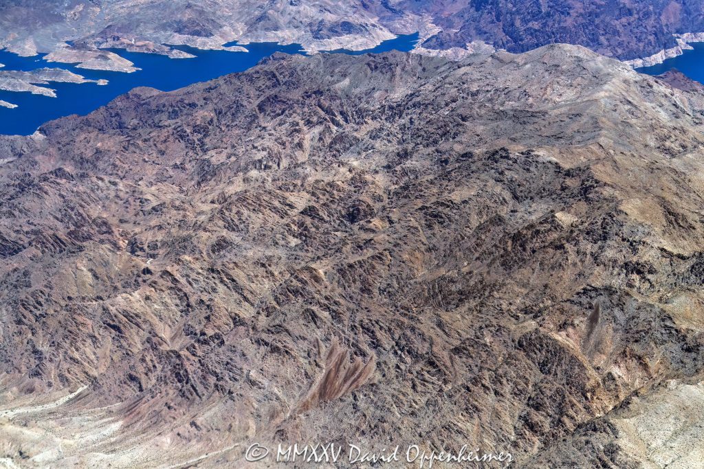 Lake Mead and Canyon Ridge in the Black Mountains in Arizona Aerial View