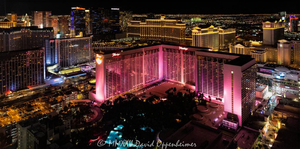 Las Vegas Strip Skyline at Night Aerial View