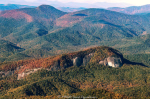 Looking Glass Rock Pisgah National Forest autumn colors aerial view 6789 1