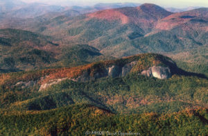 Looking Glass Rock Pisgah National Forest autumn colors aerial view 6802 1