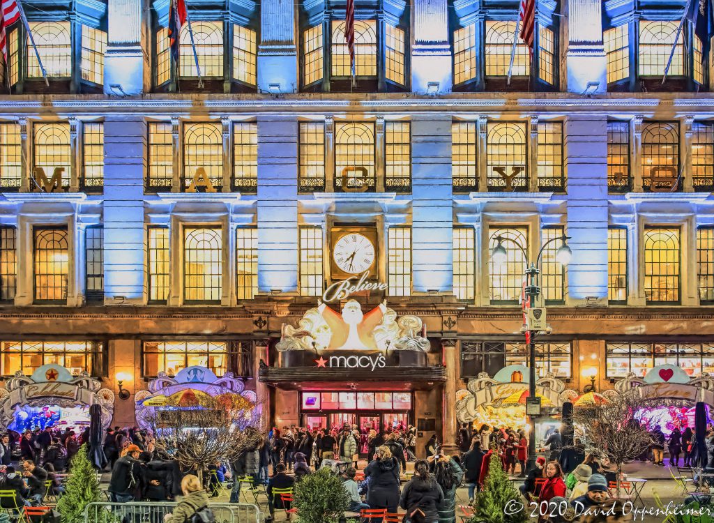 Macy's Herald Square Store with Holiday Shoppers in New York City