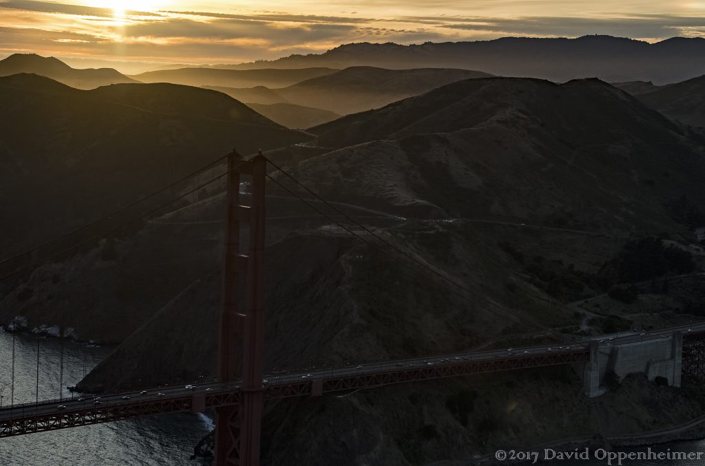 Golden Gate Bridge and Marin County at Sunset
