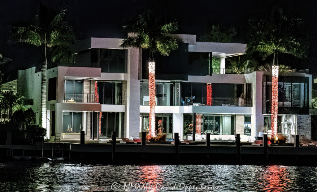 Matthew L. Roos and Lorena R. Roos’ luxury waterfront estate at 2406 Laguna Dr in the Laguna Isles neighborhood in Fort Lauderdale, Florida - © 2024 David Oppenheimer - Performance Impressions photography archives - https://performanceimpressions.com 2406 Laguna Dr, 2406 Laguna Drive, Matthew Roos, Matthew L. Roos, Lorena Roos, Lorena R. Roos, Matthew Roos’ house, M & L Investment Management, M & L Investments, M&L Investments, M & L, Lorena Rojas, Dreamcatcher Ranch, Laguna Isles, Fort Lauderdale, Laguna Isles, New River, architecture, real estate, Fort Lauderdale real estate, mansion, sprawling, estate, grounds, property, Florida, 33316, facade, waterfront, luxury real estate, M & L Expeditions, Harbor Beach, Stranahan River, dock, dockage, Davenport Investments III, Intracoastal, Intracoastal Waterway, gated, neighborhood, gated community, house, residence, prestigious, trophy property, South Florida, Broward County, courtyard, modern, contemporary, exclusive, resort-style, sunset, yard, grounds, palm trees, tropical, seawall, David Oppenheimer, color, horizontal, United States, VAu 1-530-124, 1-13553735171,