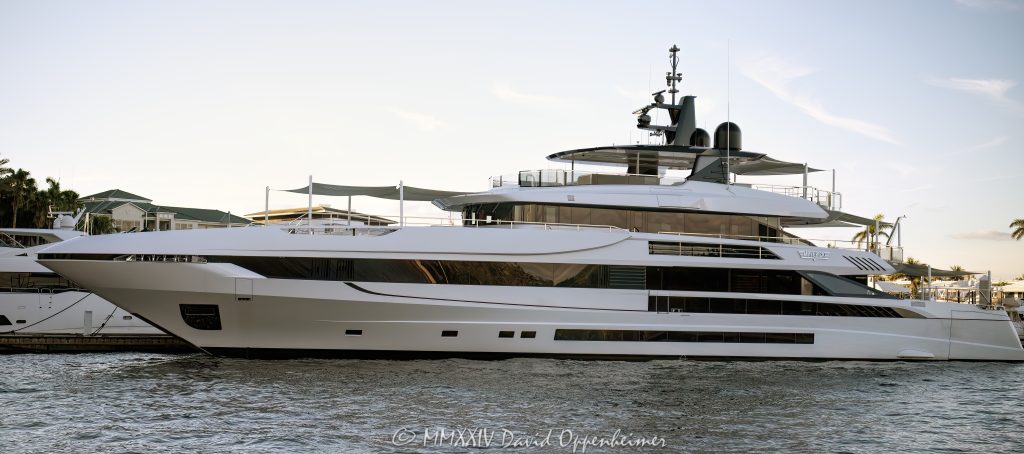 Maverick yacht superyacht by Overmarine Group and Alberto Mancini docked at Sunrise Harbor Marina in Fort Lauderdale, Florida - © 2024 David Oppenheimer - Performance Impressions photography archives - https://performanceimpressions.com Maverick, Maverick Yacht, Maverick Superyacht, Overmarine Group, Alberto Mancini, Sunrise Harbor Marina, Oceano 50, Pierluigi Ausonio, PLANA, Overmarine Group, Overmarine, Mangusta, Mangusta Oceano 50, Italian, Italy, billionaire, billionaire’s yacht, cruise ship, cruise, Port Everglades, Fort Lauderdale, Florida, superyacht, megayacht, yachting, ship, vessel, motor yacht, boat, dock, dockage, Intracoastal, Intracoastal Waterway, decks, South Florida, Broward County, peninsula, resort-style, outdoor living, New River, East Fort Lauderdale, Fort Lauderdale Port, terminal, Stranahan River, Lake Mabel, architecture, palm trees, tropical, port, harbor, deepsea, deepwater, deep water, David Oppenheimer, color, horizontal, United States, VAu 1-530-124, 1-13553735171,
