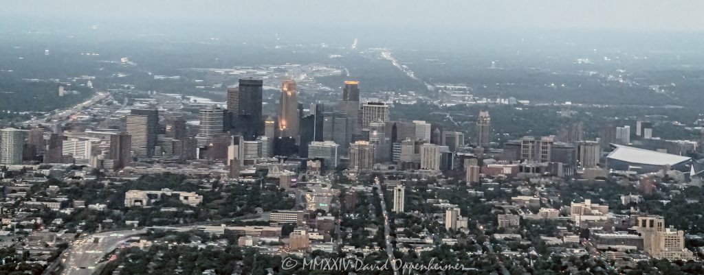 Minneapolis, Minnesota downtown evening skyline aerial view - © 2024 David Oppenheimer - Performance Impressions aerial photography archives - https://performanceimpressions.com Minneapolis, Minnesota, Minneapolis aerial, Downtown Minneapolis, downtown, city, cityscape, landscape, skyline, Minneapolis skyline, architecture, buildings, Hennepin County, Minnesota, aerial, aerial view, aerial photography, aerial photographer, David Oppenheimer, color, horizontal, United States, 1-13985601741,