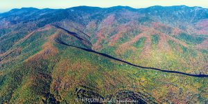 Mount Mitchell State Park and the Black Mountains Range with Autumn Colors Aerial View