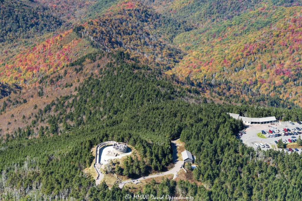 Mount Mitchell State Park Aerial View with Peak Autumn Colors