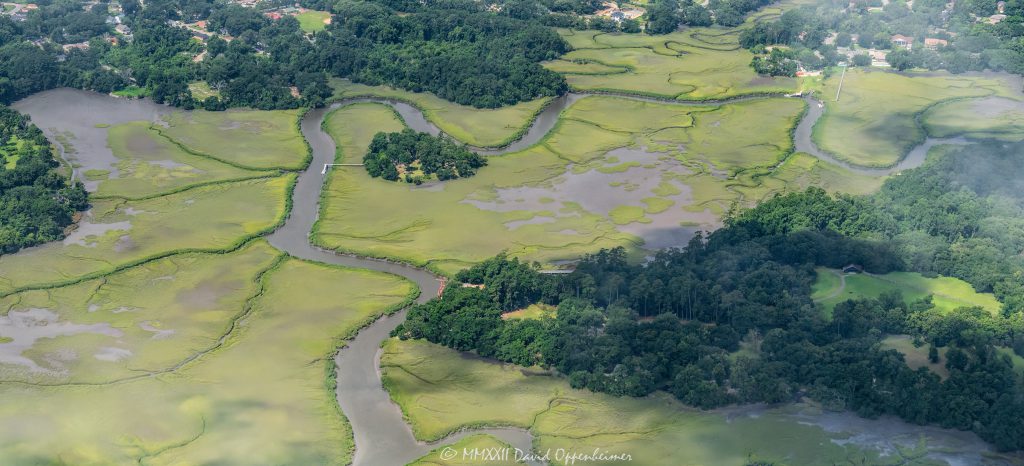 Old Town along the Ashley River in Charleston, South Carolina Aerial View