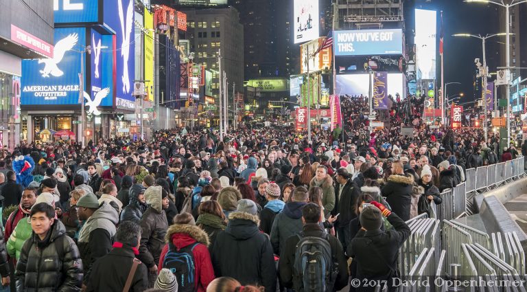 Times Square Crowd of People in New York City