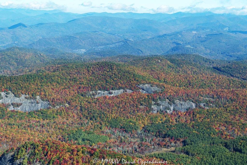 Panthertown Valley with Salt Rock Cliffs in Western North Carolina Aerial View