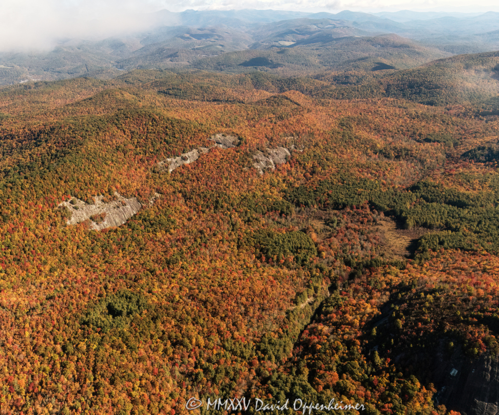 Panthertown Valley with Salt Rock Cliffs in Western North Carolina Aerial View
