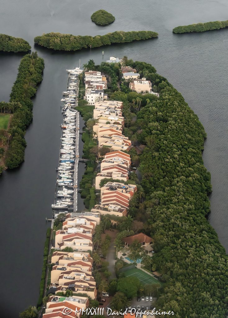 Royal Harbour Yacht Club on Paradise Point in Palmetto Bay Aerial View