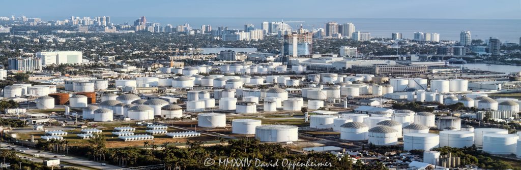 ExxonMobil, Chevron, Eagle Transport Port Everglades, and Tank Field in Fort Lauderdale Florida Aerial View