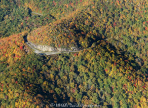 Pounding Mill Overlook 413 Blue Ridge Parkway autumn colors aerial view 6982 1