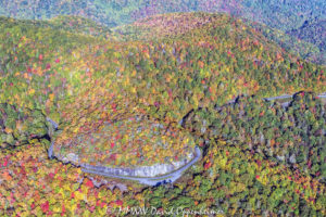 Pounding Mill Overlook 413 Blue Ridge Parkway autumn colors aerial view 7001 1