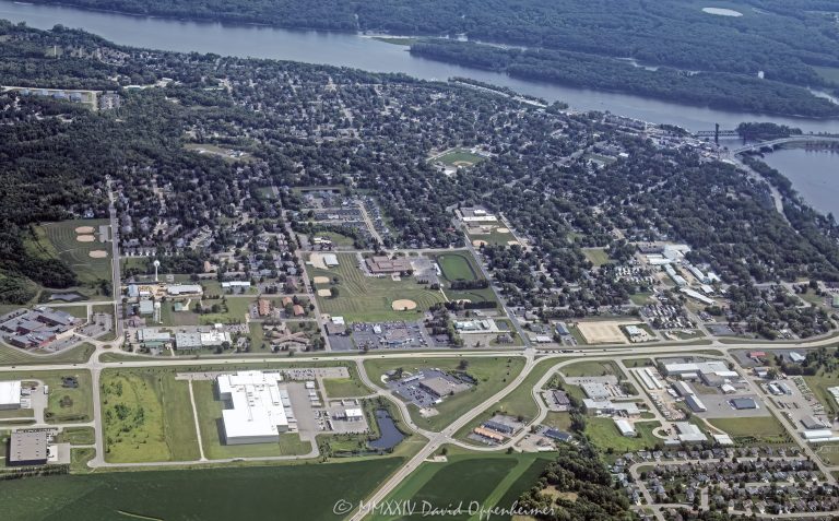 Prescott, Wisconsin along the confluence of the Mississippi River and the St. Croix River aerial view - © 2024 David Oppenheimer - Performance Impressions aerial photography archives - https://performanceimpressions.com Prescott, Wisconsin, Prescott Wisconsin, Prescott WI, Prescott aerial, St. Croix River, Mississippi River, harbor, riverbank, riverfront, river, estuary, delta, Point Douglas, Pleasanton, real estate, town, neighborhood, community, houses, Point Douglas Bascule Bridge, bridge, drawbridge, i-94 ALT, Pierce County, confluence, Wisconsin, Prescott Island, Lake Saint Croix, Oak Grove, aerial, aerial view, aerial photography, aerial photographer, David Oppenheimer, color, horizontal, United States, 1-13985601741,