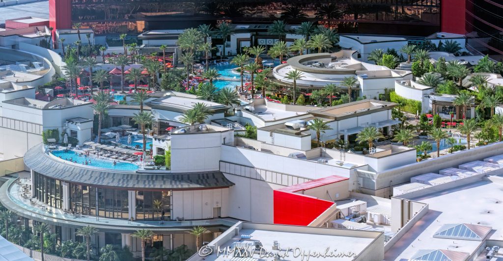 Resorts World Las Vegas Pool Complex Aerial View