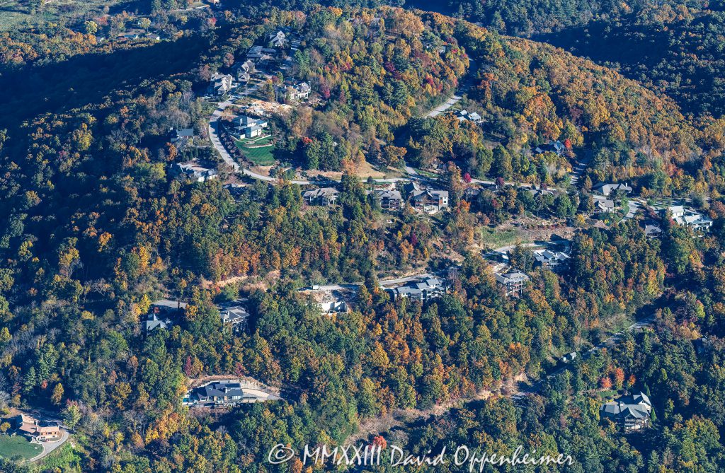 Reynolds Mountain Luxury Gated Community in North Asheville with Autumn Colors Aerial View