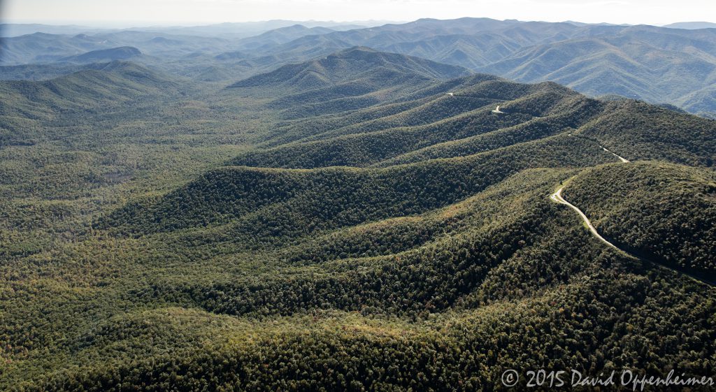 Ridgelines along the Blue Ridge Parkway Aerial