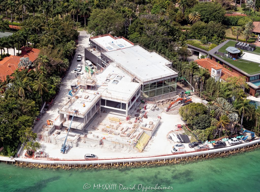 Robert Pera’s House at 23 E Star Island Dr Construction Miami Beach Aerial View