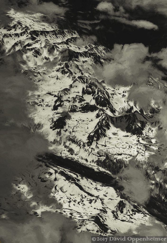 Rocky Mountains in Colorado with Snow Aerial Black and White
