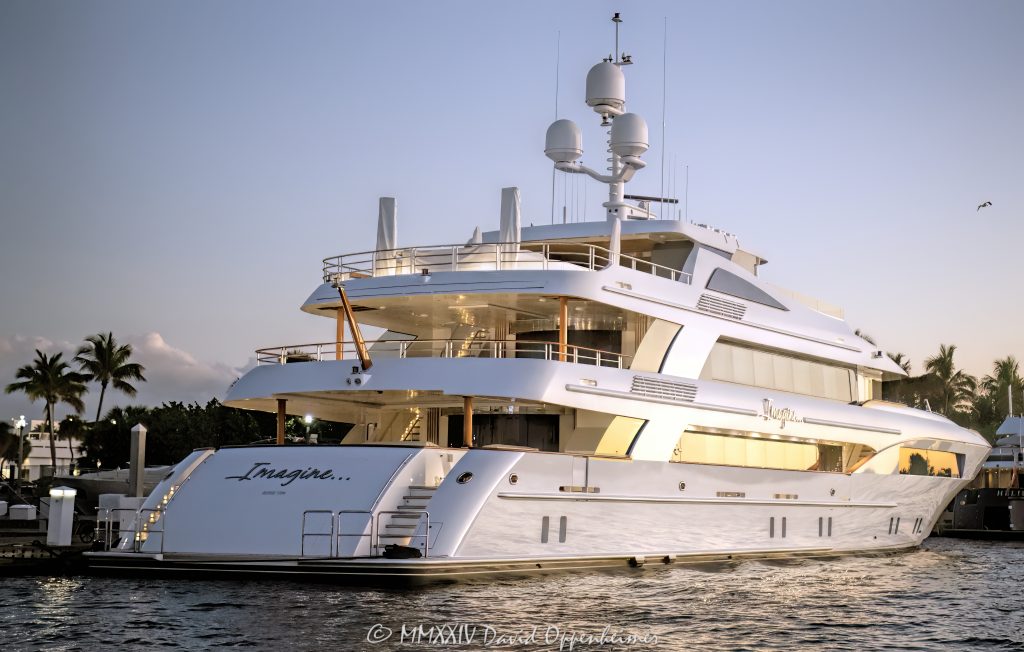 Serge Godin’s superyacht Imagine by Trinity Yachts docked by Bahia Mar Yachting Center at 801 Seabreeze Blvd in Fort Lauderdale, Florida - © 2024 David Oppenheimer - Performance Impressions photography archives - https://performanceimpressions.com Serge Godin, Serge Godin’s yacht, Harvey Gulf International, Harvey Gulf, CGI Group, CGI, billionaire, billionaire’s yacht, cruise ship, cruise, Port Everglades, Fort Lauderdale, Florida, superyacht, megayacht, yachting, ship, vessel, motor yacht, boat, dock, dockage, Intracoastal, Intracoastal Waterway, decks, South Florida, Broward County, Bahia Mar Yachting Center, Freedom Boat Club, American Sea Toys Yacht Management, peninsula, resort-style, outdoor living, New River, East Fort Lauderdale, Fort Lauderdale Port, terminal, Stranahan River, Lake Mabel, architecture, Geoff Van Aller, palm trees, tropical, port, harbor, deepsea, deepwater, deep water, David Oppenheimer, color, horizontal, United States, VAu 1-530-124, 1-13553735171,