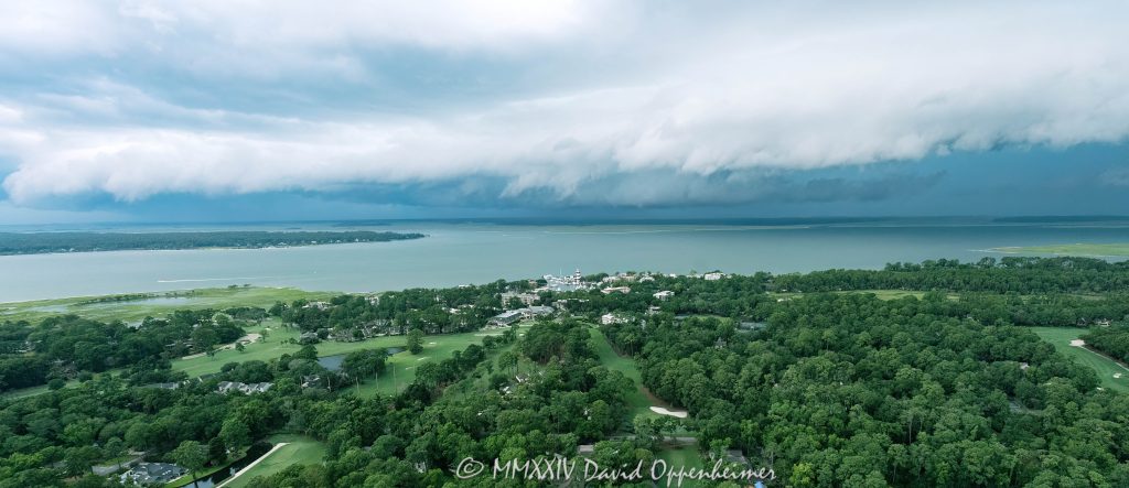 Shelf Cloud Thunderstorm by Harbour Town on Hilton Head Island Aerial View