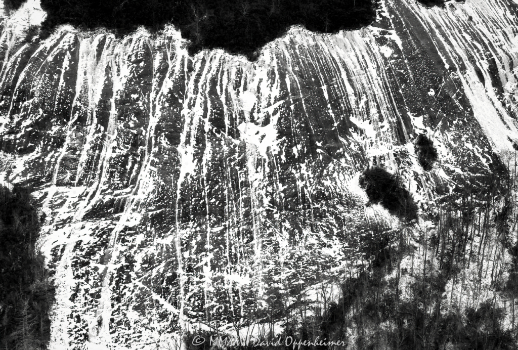 Surface John Rock Pisgah National Forest with snow aerial view