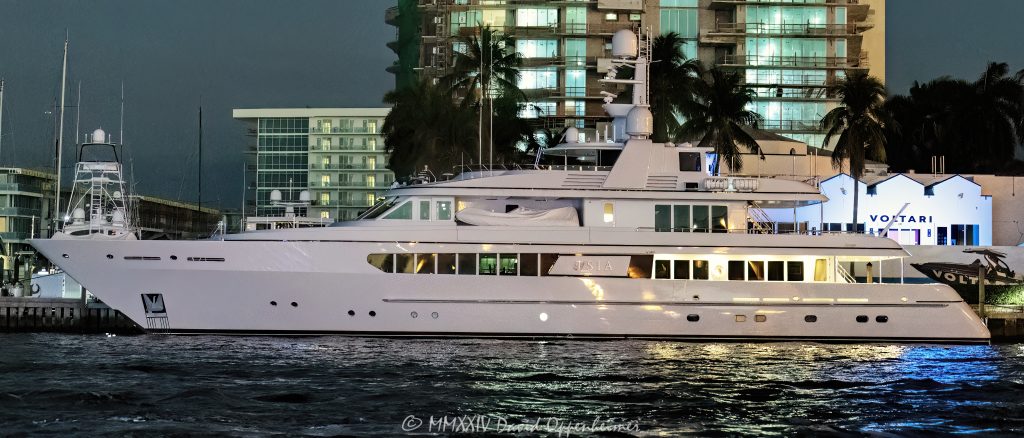 Tasia Yacht superyacht by Feadship docked at Pier Sixty-Six Marina in Fort Lauderdale, Florida - © 2024 David Oppenheimer - Performance Impressions photography archives - https://performanceimpressions.com TASIA, TASIA Yacht, Guido De Groot, John Munford, TASIA superyacht, superyacht, Feadship, GITANA, GITANA Yacht, tri-deck, Westport, Ted Jones, Ted Jones’ yacht, 112’ Westport, Pier Sixty-Six Marina, marina, pier, billionaire, billionaire’s yacht, cruise ship, cruise, Port Everglades, Fort Lauderdale, Florida, superyacht, megayacht, yachting, ship, vessel, motor yacht, boat, dock, Pelican Landing, dockage, Intracoastal, Intracoastal Waterway, decks, Voltari Electric, South Florida, Broward County, peninsula, resort-style, outdoor living, Voltari Marine Electric, New River, East Fort Lauderdale, 2301 SE 17th St, Fort Lauderdale Port, 33316, terminal, Stranahan River, Lake Mabel, architecture, palm trees, tropical, port, harbor, deepsea, deepwater, deep water, David Oppenheimer, color, horizontal, United States, VAu 1-530-124, 1-13553735171,