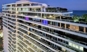 The Ritz-Carlton Fort Lauderdale beachfront resort and residences at 1 N Fort Lauderdale Beach Blvd at Fort Lauderdale Beach in Florida - © 2024 David Oppenheimer - Performance Impressions photography archives - https://performanceimpressions.com The Ritz-Carlton Fort Lauderdale, The Ritz-Carlton, resort, beach resort, Fort Lauderdale Beach, beach, beachfront, oceanfront, The Residences The Ritz-Carlton, penthouses, 1 N Fort Lauderdale Beach Blvd, Fort Lauderdale, FL, 33304, Burlock Coast, roof, rooftop, suites, hotel, vacation, East Fort Lauderdale, Fort Lauderdale, condos, residences, building, architecture, real estate, Fort Lauderdale real estate, facade, waterfront, Ritz-Carlton Residences, South Florida, Sebastian Street Beach, Broward County, resort-style, luxury high-rise, colorful, sunset, palm trees, shopping, shops, stores, tropical, ocean, Atlantic Ocean, Nautical Design, Nautical style, Nautical-style, Nautical, luxury hotel, luxury resort, Gold Coast, coast, Ritz-Carlton, shoreline, coastline, Marriott, tower, Marriott Hotels & Resorts, Marriott International, Marriott Hotels, MAR, MAR stock, David Oppenheimer, color, horizontal, lighting, United States, VAu 1-530-124, 1-13553735171,