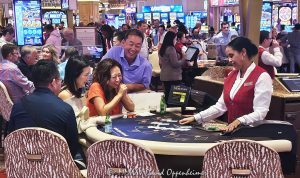Blackjack table gambling at The Venetian casino in Las Vegas, Nevada - © 2025 David Oppenheimer - Performance Impressions casino photography archives - https://performanceimpressions.com Blackjack, Blackjack table, The Venetian, casino, Las Vegas, blackjack gambling, cards, card game, chips, Venetian casino, casino chips, money, draw, draw of the cards, table, gaming, play, Nevada, odds, win, gambling, dealer, Blackjack dealer, hand, blackjack hand, twenty-one, jack, shuffle, shoe, casino floor, table game, nightlife, entertainment, casino resort, wager, bet, luck, gamble, resort, 3355 S Las Vegas Blvd, 89109, United States, horizontal, color, 1-14977862771