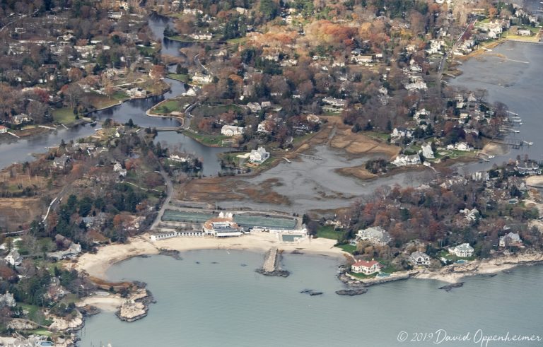 Tokeneke Club on Butlers Island in Oyster Bay in Darien, Connecticut Aerial