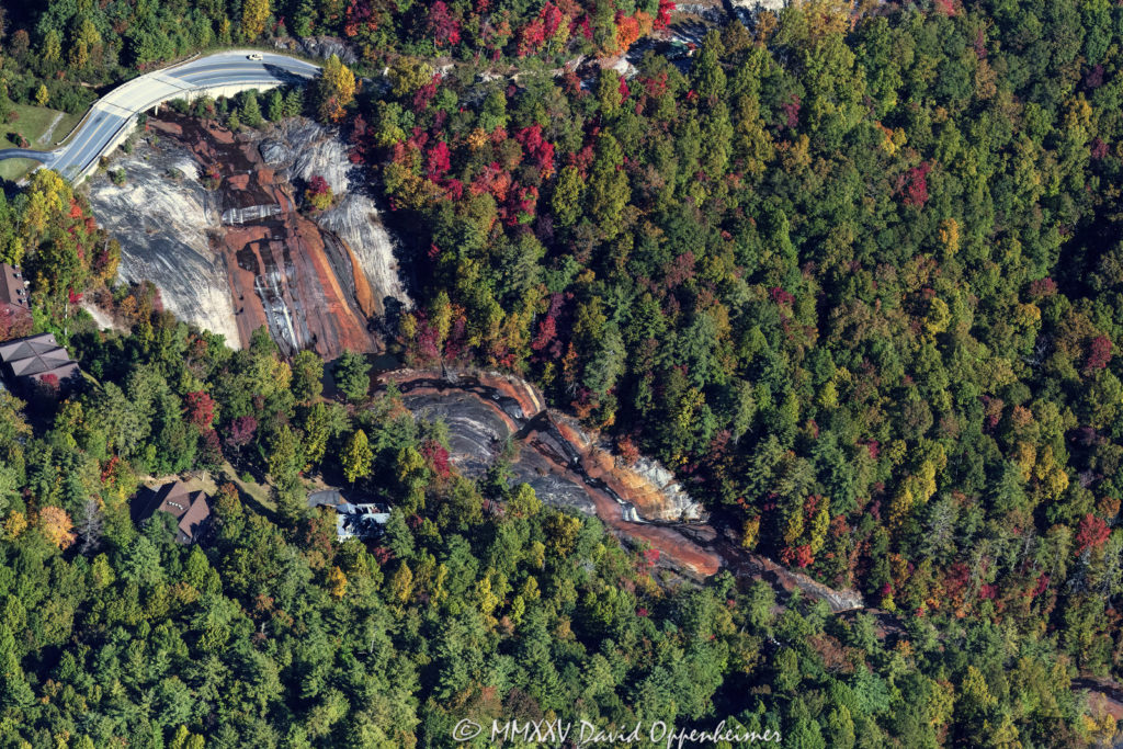 Toxaway Falls Waterfall in Nantahala National Forest in Lake Toxaway North Carolina Aerial View