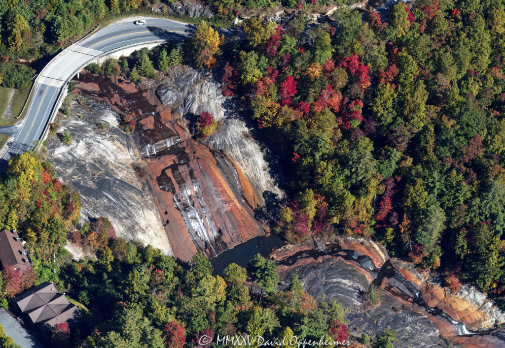 Toxaway Falls Waterfall in Nantahala National Forest in Lake Toxaway North Carolina Aerial View