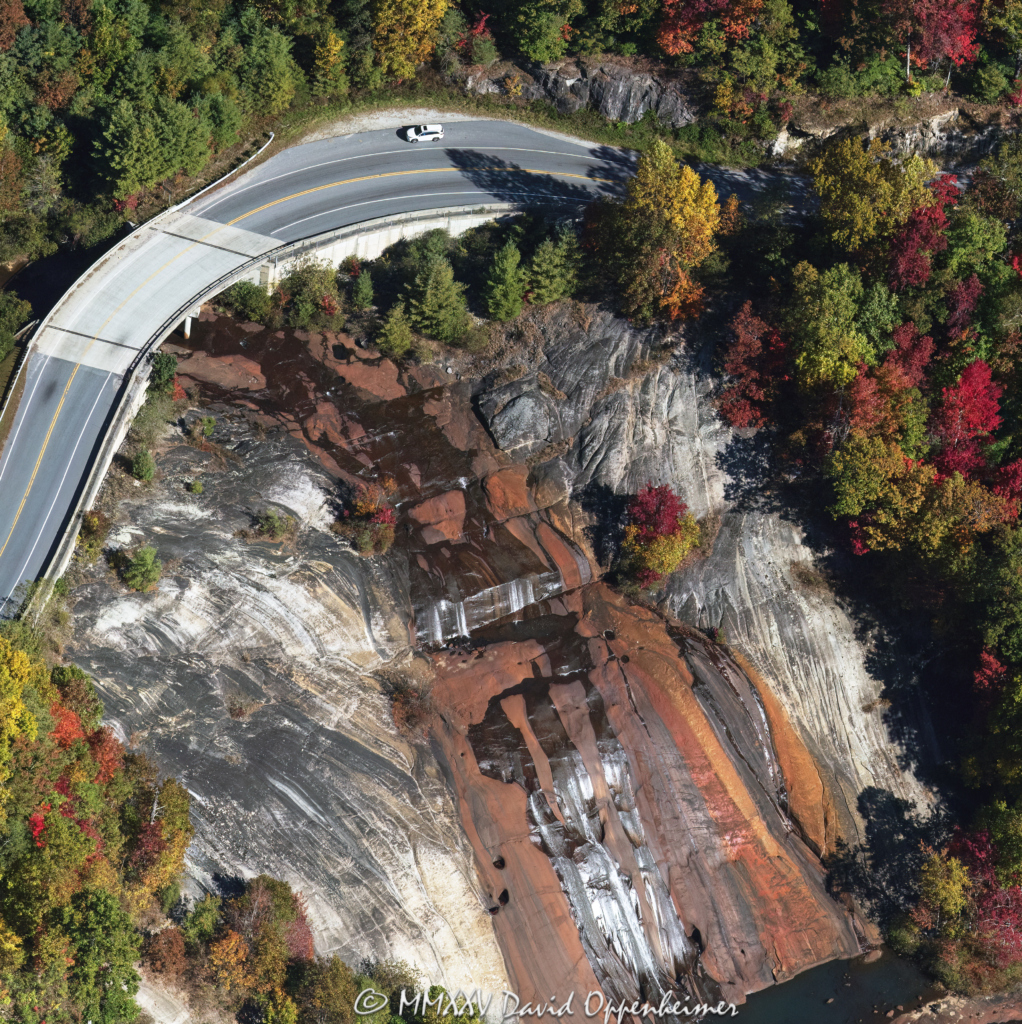 Toxaway Falls Waterfall in Nantahala National Forest in Lake Toxaway North Carolina Aerial View