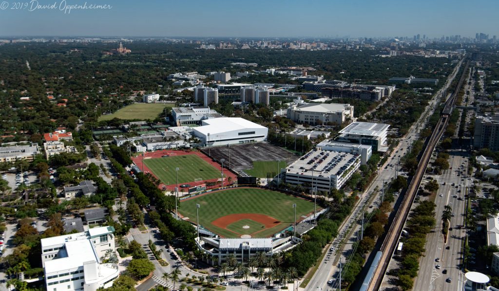 Alex Rodriguez Park Baseball Field at the University of Miami Campus Aerial