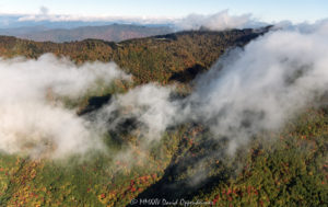 Waterrock Knob Blue Ridge Parkway autumn colors aerial view 7562 1