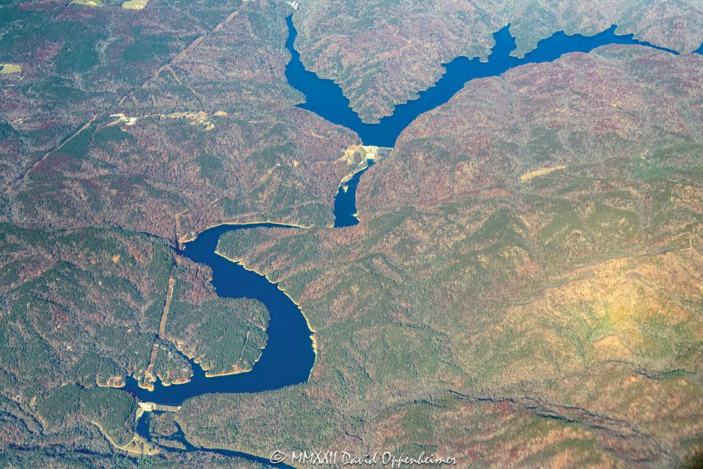 Talluah River and Chatooga River Confluence, Yonah Lake and Lake Tugalo Aerial View